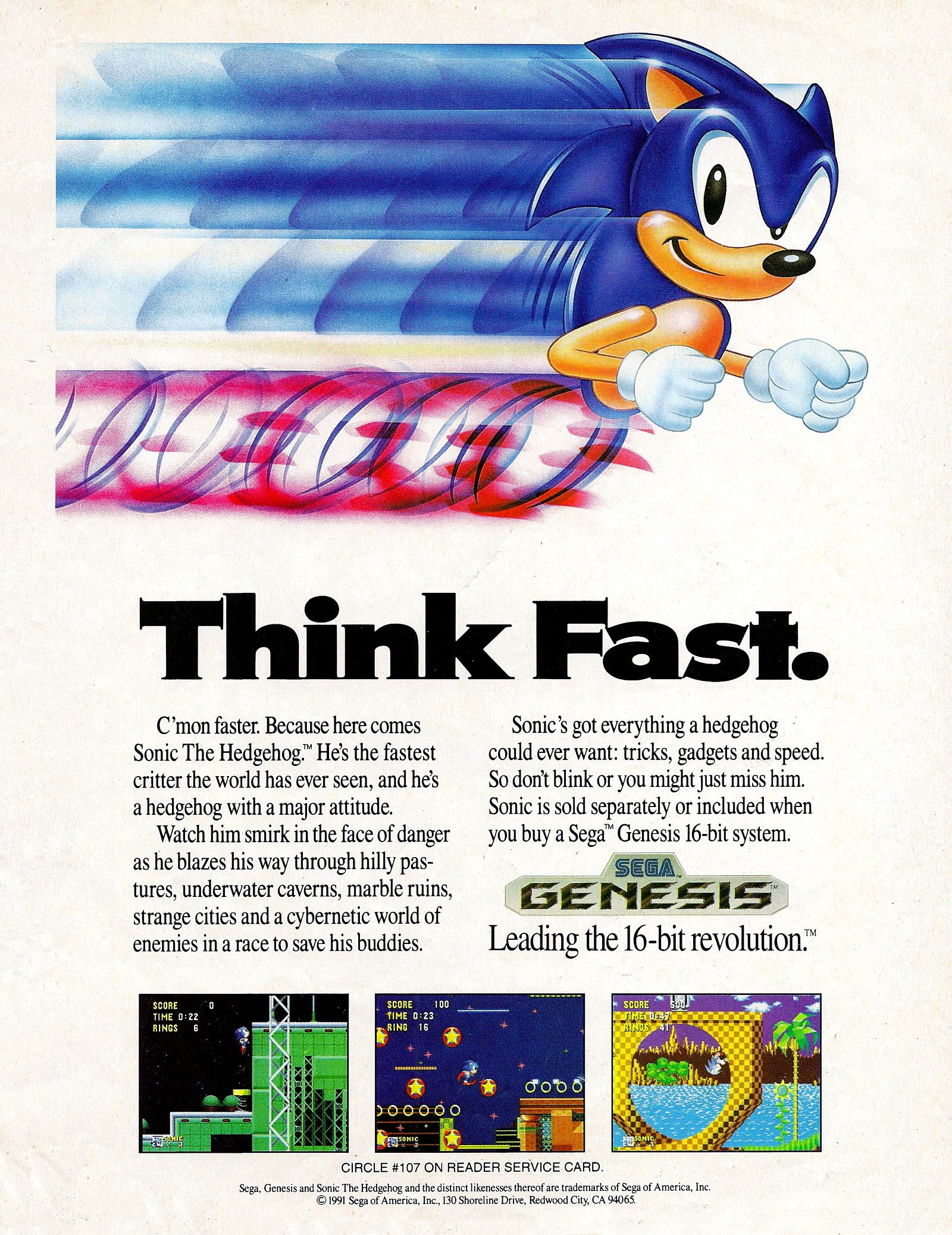 Sonic the Hedgehog 1991 Flyer
